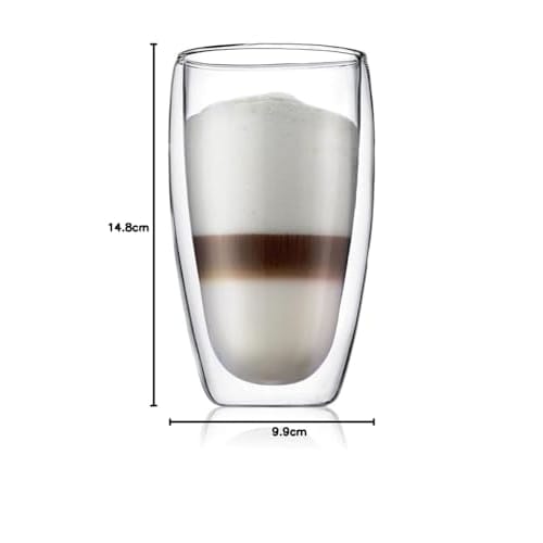 BODUM PAVINA Double-Walled Glasses, 450ml, Set of 2, Insulates Hot or Cold Drinks, Double-Walled, Heat-Resistant, Microwave, Oven, Dishwasher, and Fre