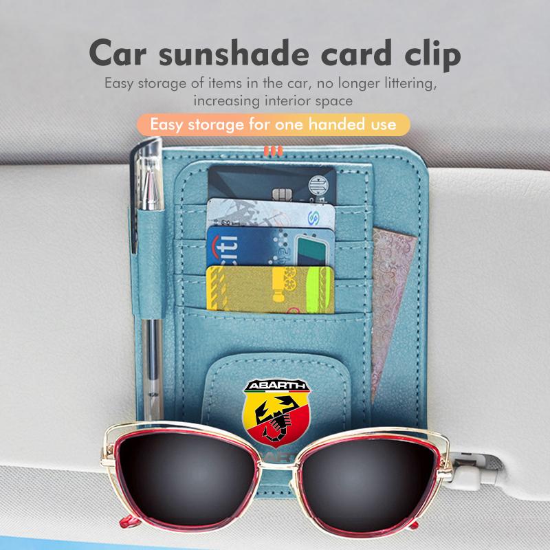 Car Sun Visor Multi-Pocket Glasses Holder Pen Holder Storage For Abarth Freemont Strada 500x Grande Punto Ducato Stilo Palio