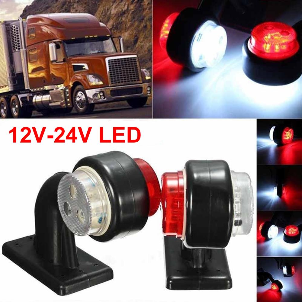 2pc Side Marked Lamp 12 LED 12V‑24V Elbow Side Marker Indicator Light Lamp Red White Tail Light Assembly