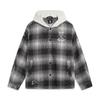 Minimalist Versatile Color Block Hooded Jacket Men Jackets Black White Plaid AFDVH89-1