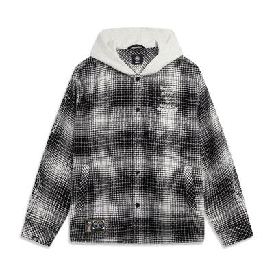 Minimalist Versatile Color Block Hooded Jacket Men Jackets Black White Plaid AFDVH89-1