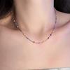 Stainless Steel Colorful Round Bean Choker Fashion Simple Bead Chain Necklace Vintage Necklace for Women Anti-allergy Jewelry