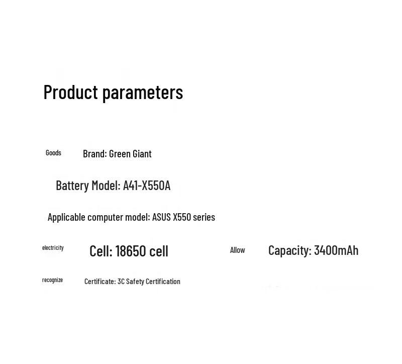 Green Giant A41-X550A Laptop Battery for ASUS X550 Series