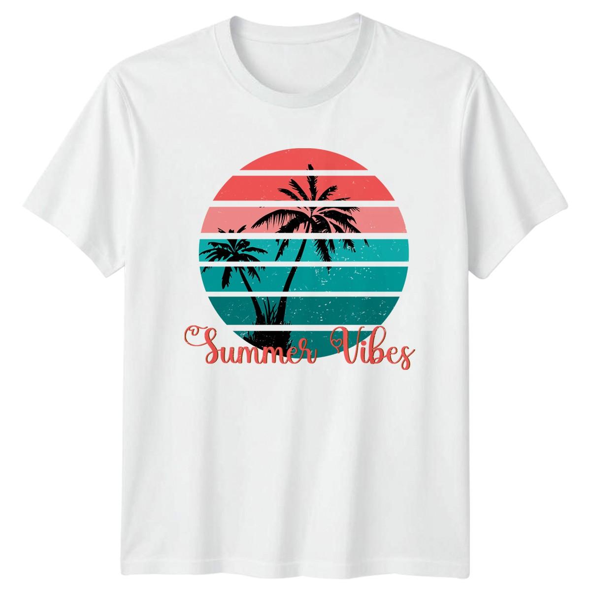 Summer Vibes T-Shirt Beach Tropical Summer Birthday Gift For Him And Her XL