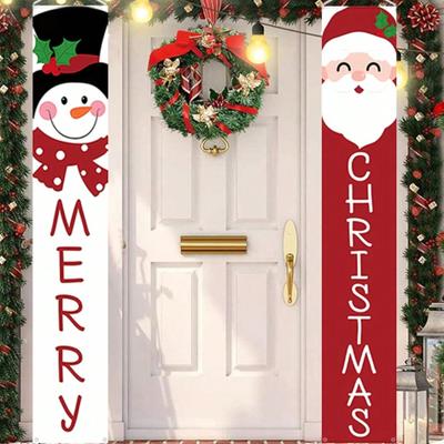 1 Pair Christmas Hanging Banner, Merry Christmas Doorway Decor with Cute Santa Claus and Snowman, Elegant Outdoor and Indoor Decoration Home