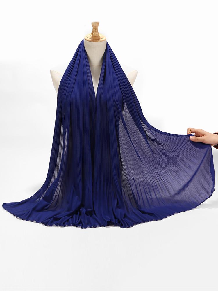 Chiffon Hijab Femme Musulman Women Pleated Beach Wrap Silk Scarf Shawls Bandana Sunscreen Muffler Scarves Pareo Bufandas Mujer