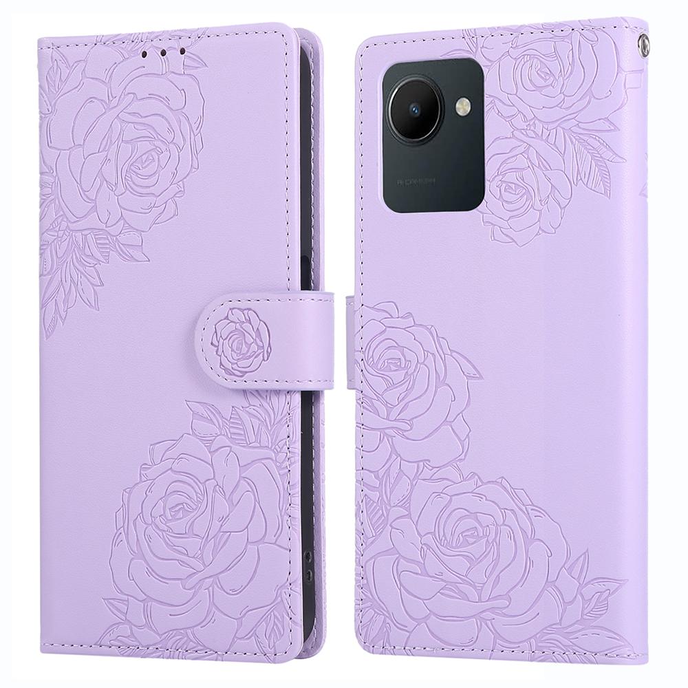 For Realme C30 4G/C30s 4G Case Rose Flower PU Leather Wallet Phone Cover with 3 Card Slots
