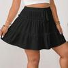Women's Plus Size Ruffle Flared Skirts Elastic Waist Flowy Skirt With Lined Shorts