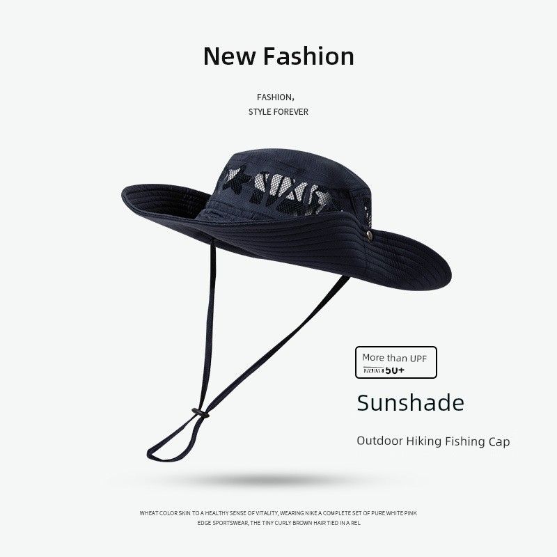 

Sun Shade Alpine Cap Hat Men s Spring and Summer UV Protection Extra Large Brim Outdoor Mountaineering Fishing Sun Protection Alpine Cap Mesh Star Fishing Cap-Navy Blue 55-59cm