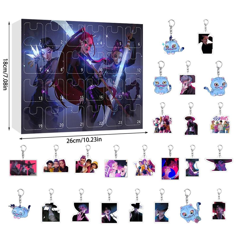 New Devil Hunter 24 DAYS Christmas Advent Calendar Blind Box Backpack Acrylic Pendant Keychain Hanging Decoration Gifts