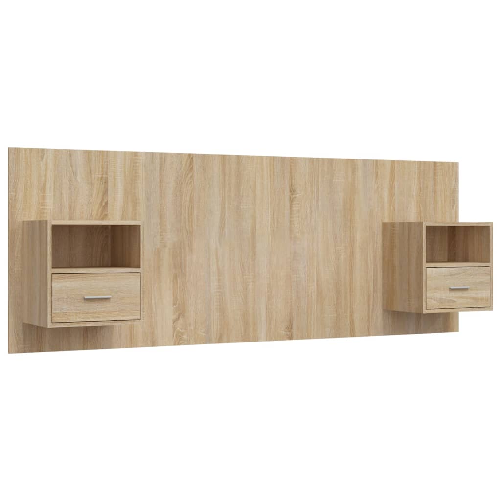 Headboard with Nightstands Sonoma Oak Wood Based Material
