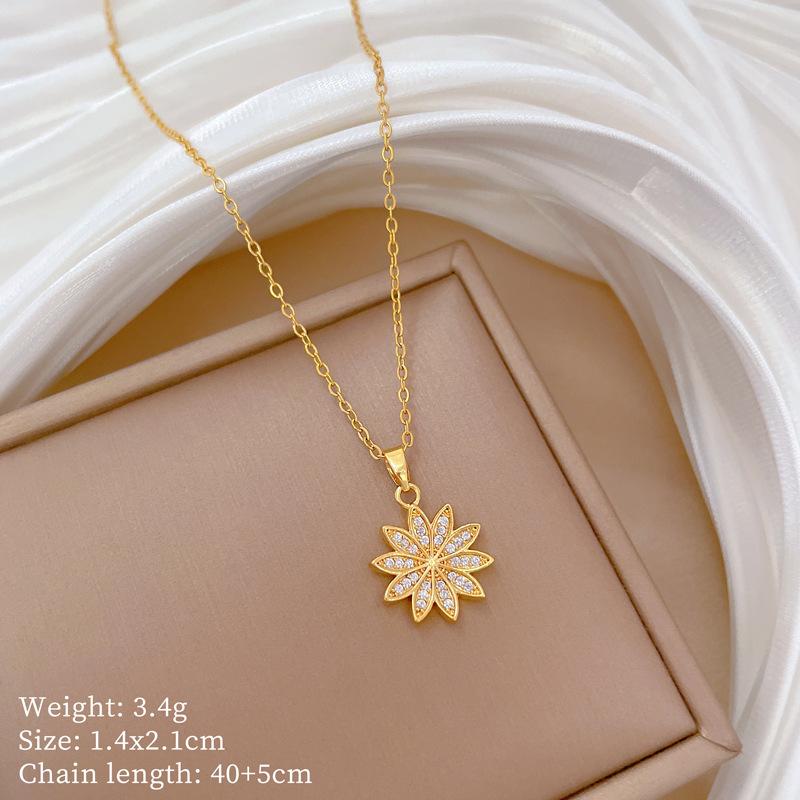 Mickey Head Heavy Industry Necklace Women'S Copper Micro-Inlaid Real Gold Electroplating Delicate Clavicle Chain Neck Chain