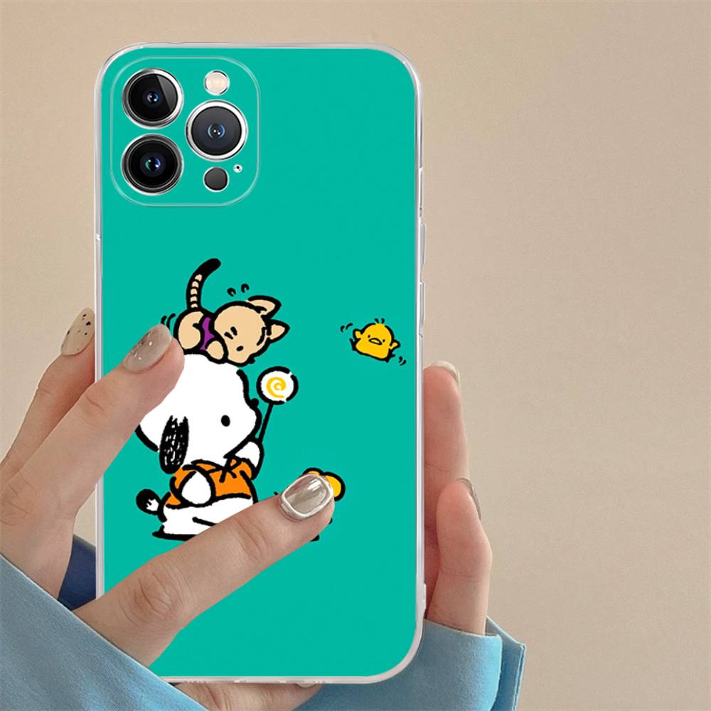 Cute P-Pochacco Transparent Soft Phone Case For iPhone 15 12 14 16 17 13 Plus 11 Pro Max 13 Pro
