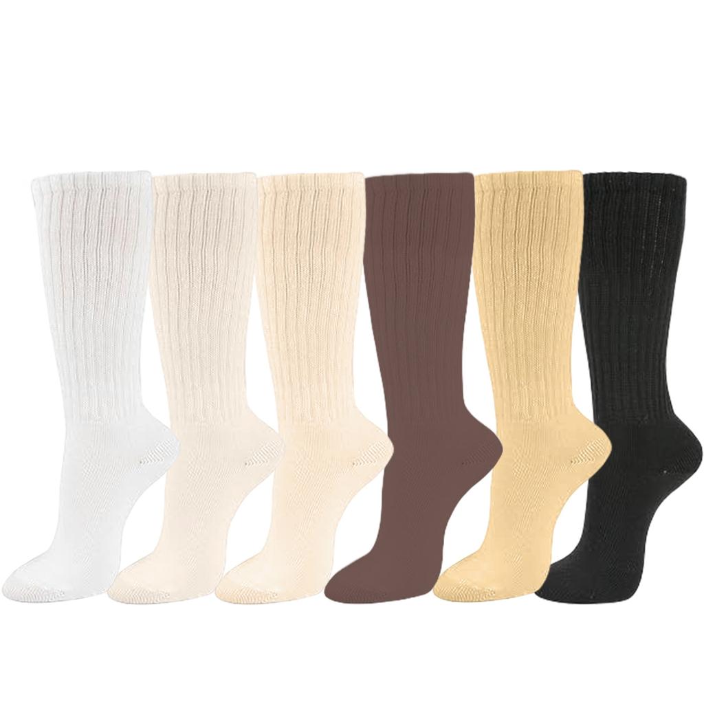 6 Pairs Women's Socks, Slouch Socks, Crew Socks, Slouchy Socks, Muliticlour, Comfy Socks