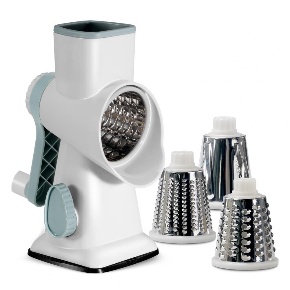 

14.5*23.5cm Vegetable Cutter Cheese Grater With 3 Interchangeable Blades Rotary Grating Tool With Non-slip Suction Base Kitchen белый