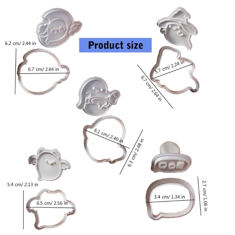 5Pcs Biscuits Mold Halloween Specter Cookie Cutter Biscuits Fondant Cookie Stamp Kitchen Tool Party Supplies