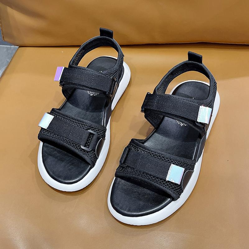 Fashion Women's Fashion Sports Sandals Summer New Round Head Mesh Cloth Breathable Soft Sole Anti-slip Wear-resistant Flat Shoes