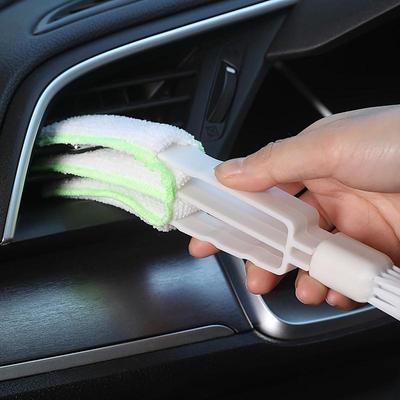 Araba Çift Kafa Havalandırma Fırçası Otomatik Klima Havalandırma Mikrofiber Temizleme Fırçası Çıkarılabilir Kapaklı Toz Giderme Toz Alma Fırçası