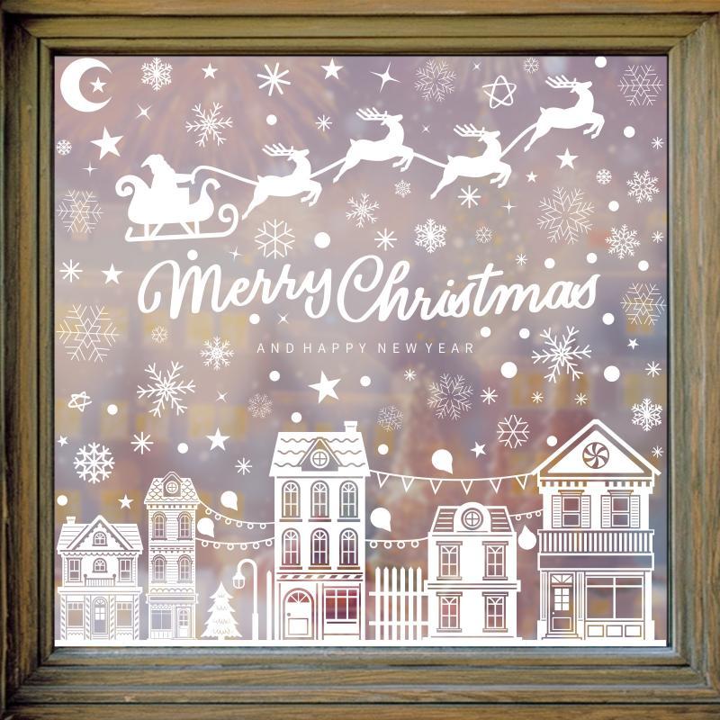 6 Pcs Christmas Window Stickers Wall Sticker Kids Room Wall Decals Merry Christmas Decorations For Home New Year Stickers