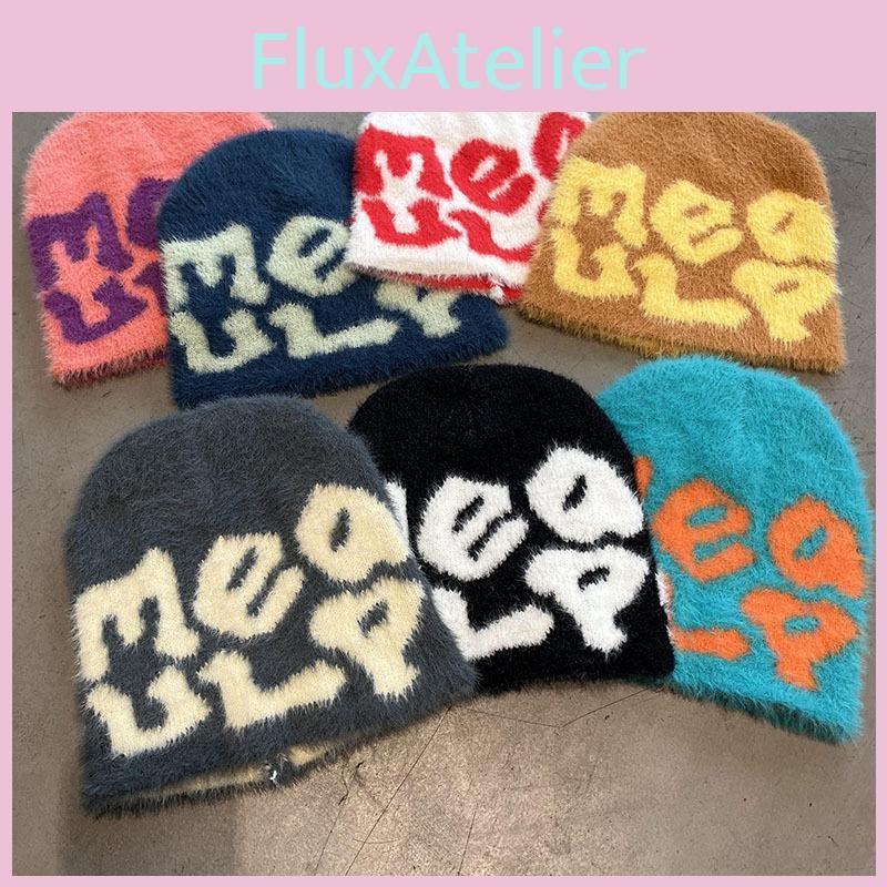 Minimalist Knit Hat Embroidered Letters Meaulp Winter Warmth Earmuff Protection