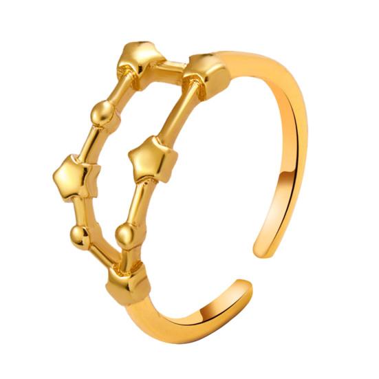 Student Ring Electroplated Finish Adjustable Opening Design Star Symbol Ring Couple Matching Ring Alloy Jewelry Gift