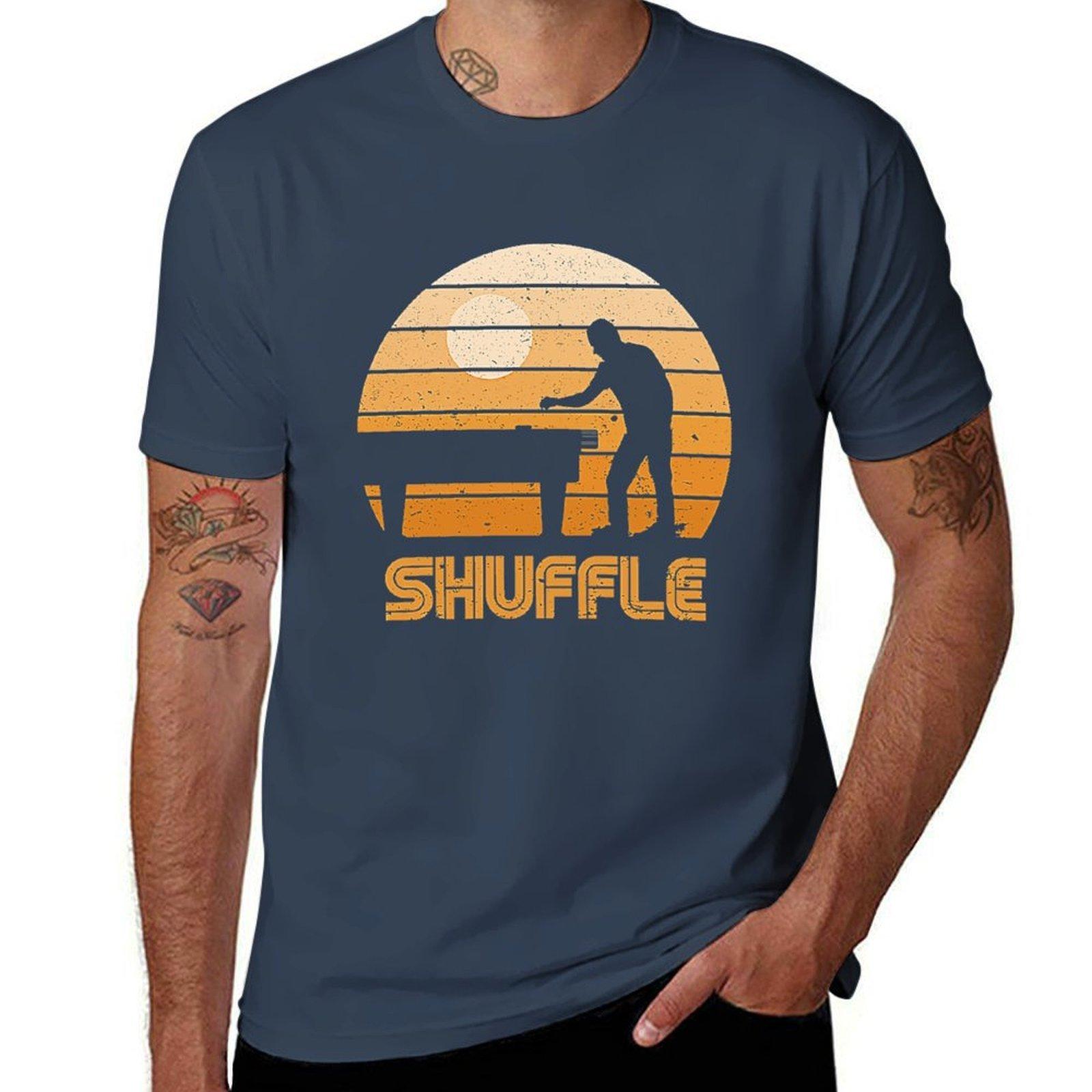 Retro Sunset Shuffleboard Table Tshirt Street Art Print Tee Shirt S