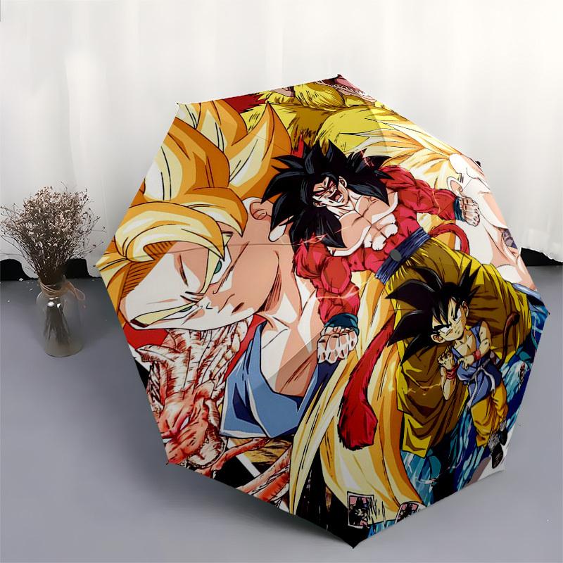 1pc Dragon Ball Z Goku Super Saiyan Outdoor Umbrella - Automatic Opening/Closing - Portable 3-Fold Design - 8-Rib Iron Frame - Perfect Gift for Fans,