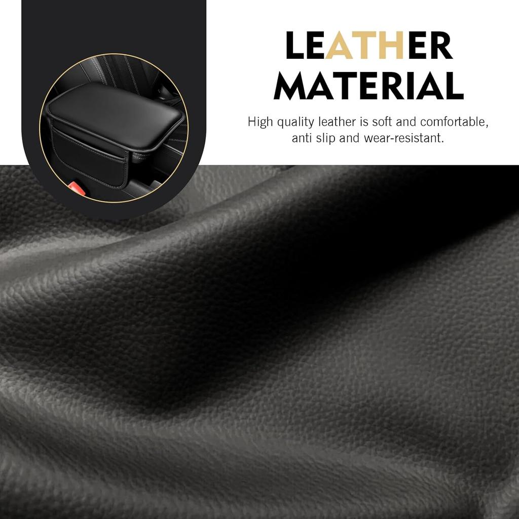 WZP Car Center Console Cover, Leather Middle Console Cover, Waterproof Car Arm Rest Pad with 2 Storage Bags, Universal Auto Interior Accessories for