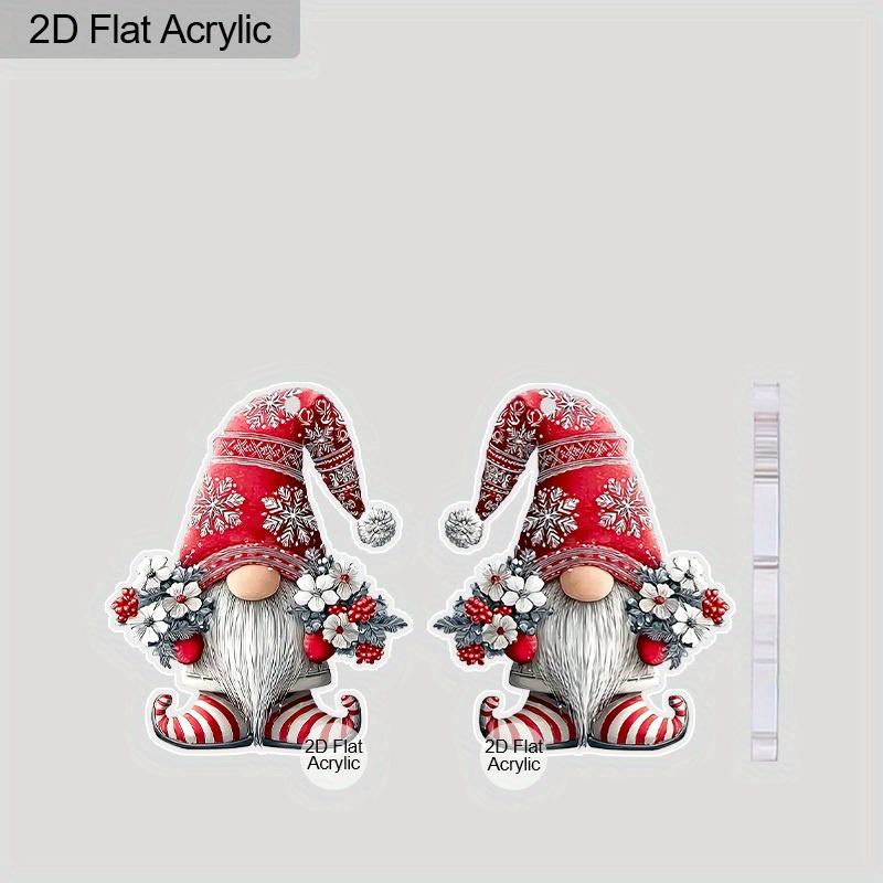 2D Flat Christmas Acrylic Earrings Decoration Red Gnome Santa Hat Design Pendant Jewelry Ladies Christmas Gift
