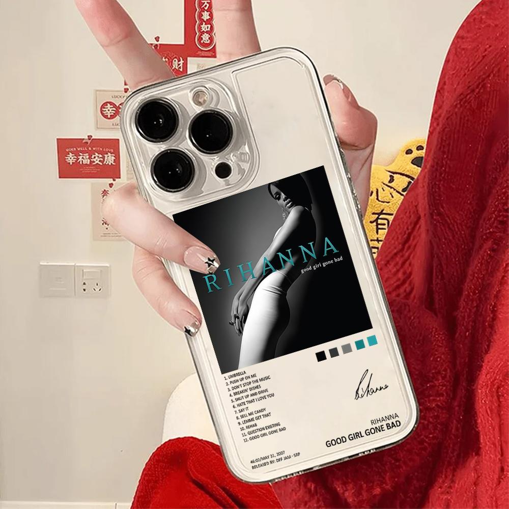 HOT Singer R-RIHANNA Phone Case For iPhone 17 16 16e 15 14 13 12 11 Mini Pro Max X XR XSMax 7 8 Air Plus Transparent Back Cover