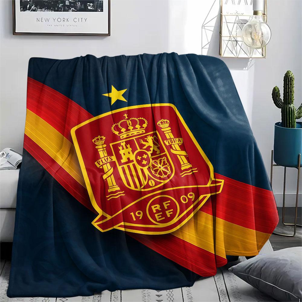 Spain football logo Printed Flannel Blanket, soft throw for bedroom sofa, washable,soccer fan merchandise, great gift. 80cm x 120cm