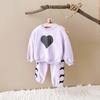 Children's Wear 2026 Spring/Autumn Heart Print Top & Bowknot Pants Girls' Set