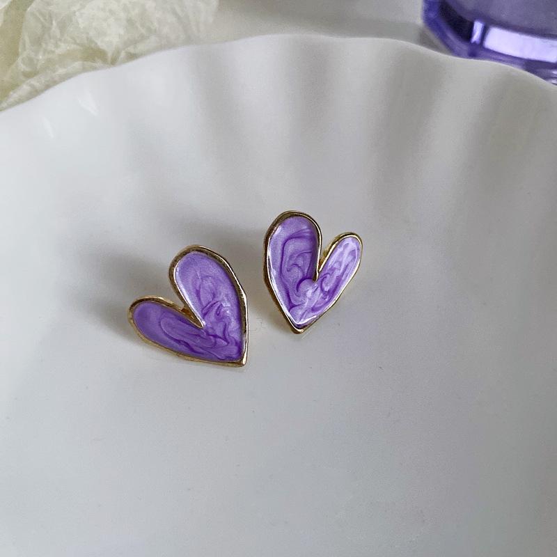 Retro Lila Blume Diamant Quastenohrringe - Silbernadelstecker für elegante Frauen