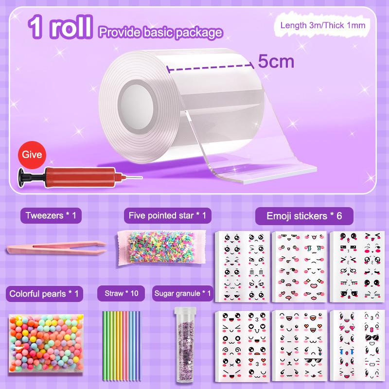 

1 комплект наноленты двухсторонняя клейкая лента для выдувания пузырей декомпрессионные игрушки наклейки наноклей для животных замешивание музыки выдувание пузырей