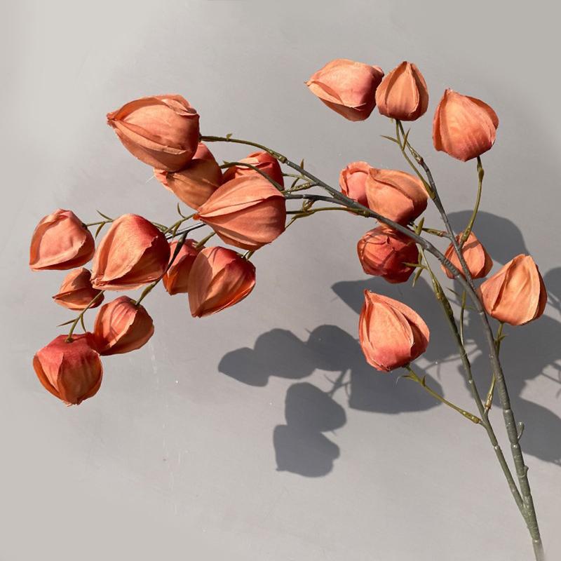 1PC Flower Arrangement Elegant Simulated Leaves Ornaments DIY Artistic Artificial Plant Scenery Lantern Fruit Branches 97CM
