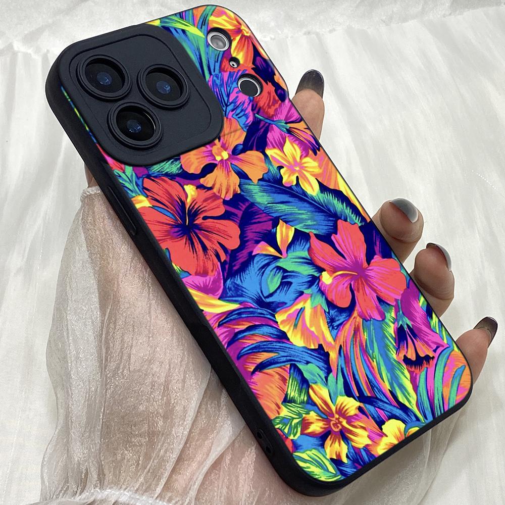 M561 art Electric Hibiscus Flowers Angel Eyes Soft Phone Cases for iPhone Samsung Galaxy Xiaomi Rdemi Huawei Honor Infinix Realme OPPO All Model Case