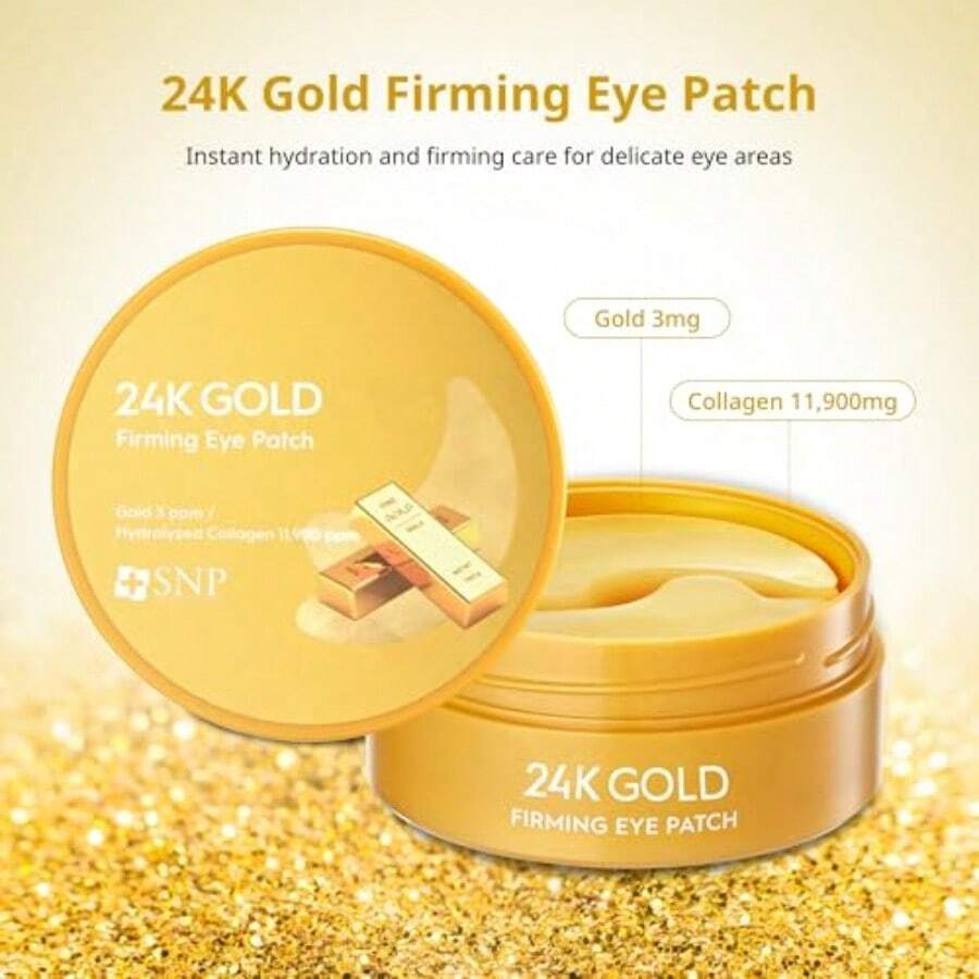 SNP Patch Fermeté Yeux Or 24K 1,25g(60ea) , 11900mg De Collagène Avec Or 24K Raffermissant Et Hydratant