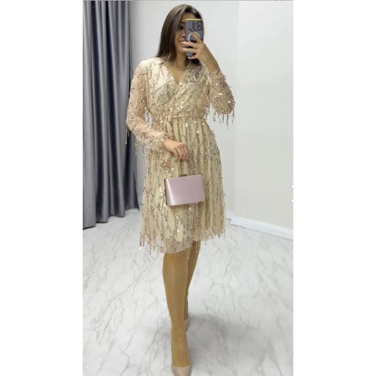 

Женское золотое двубортное платье с блестками и блестками, вечернее платье больших размеров xs