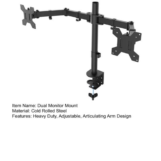 Dual Monitor Desk Mount with Articulating Arm VESA 75x75 To 100x100 Cable Management Adjustable Rotating 13-27 Inches Display Screen Stand