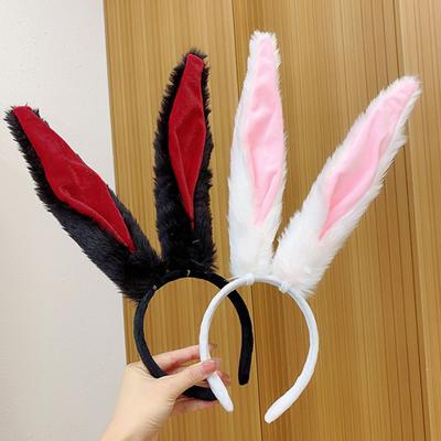 Yousheng White Bunny Ears Headband Long Plush Rabbit Ear Hair Hoop Halloween Cosplay Costume Accessory Party Wear
