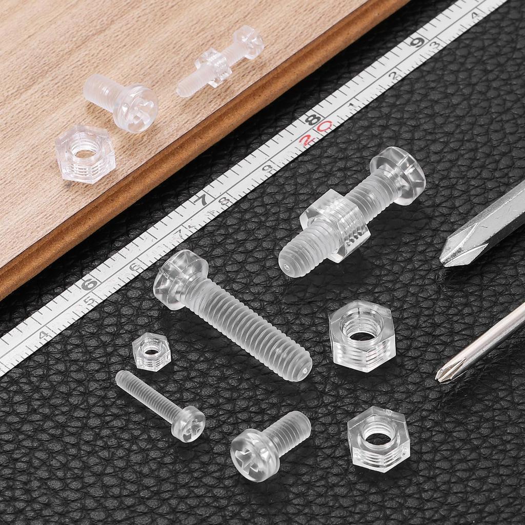 uxcell Clear Acrylic Screw M5 x 10mm Round Head Cross Recessed Bolts and Hex for Mechanical and DIY Crafts 8-Piece Kit, Nuts, Accessories,