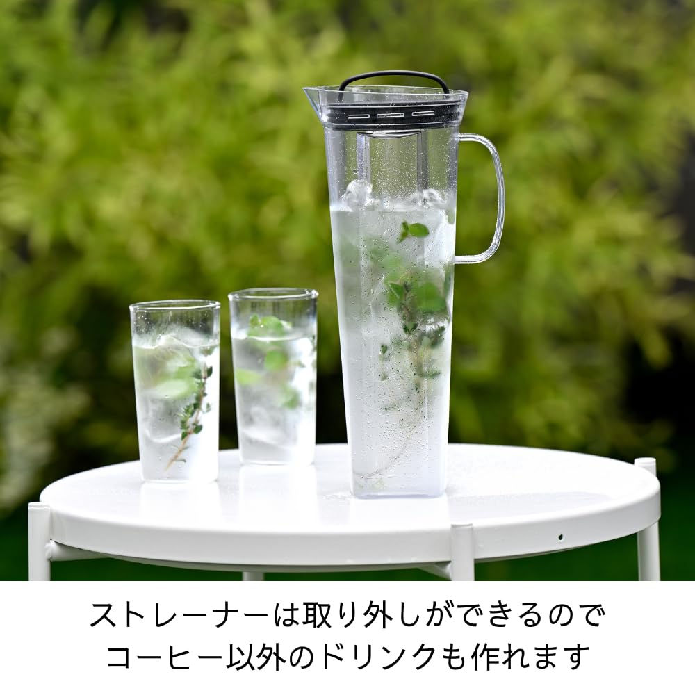 Hario Cold Brew Coffee Pitcher Rise 840mL Cold Brew Coffee Dishwasher Safe Tritan Black CBR-12-B