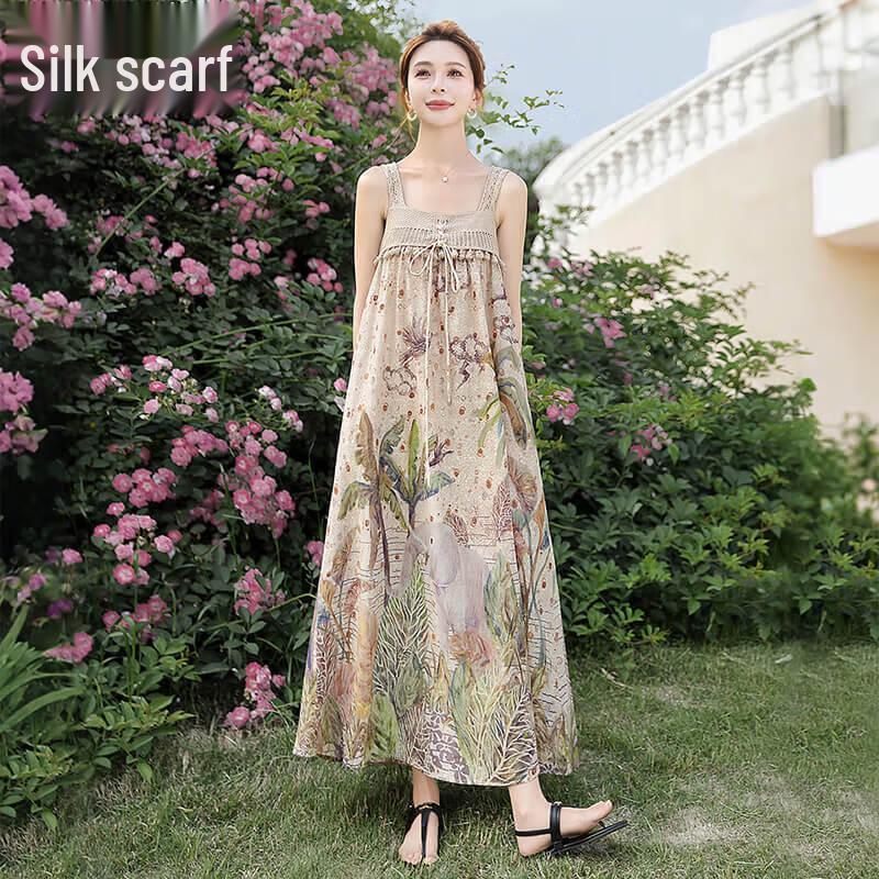 Women s Elegant Square Neck Sleeveless A-Line Dress XL
