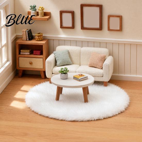 Small Dollhouse Carpet Tiny Floor Miniature Plush 0.05 Scale Mini Carpet Round Rug Covering Doll