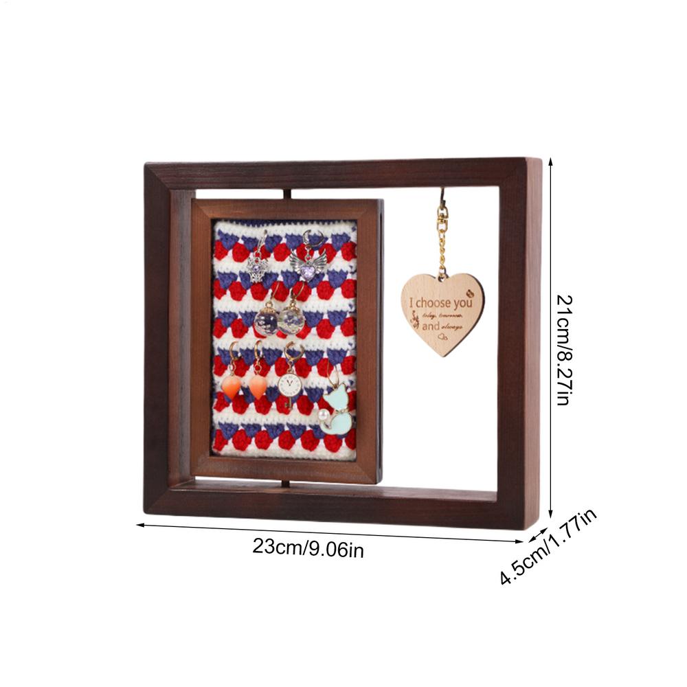 

Набор для творчества Рамка для фото Деревянный Поворотный на 360 градусов Вешалка 21x23x4,5 см Материалы для вязания крючком Деревянные серьги Настенный органайзер Для женщин коричневый