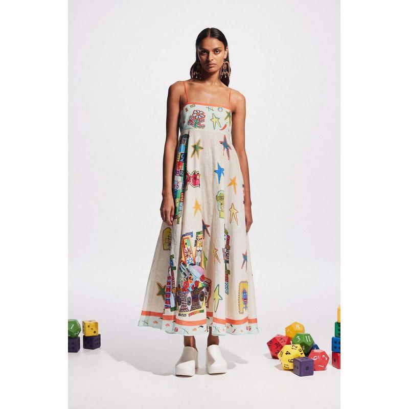 

2024 New Arrival European and American Sexy Graffiti Printing Positioning Sling Swing Dress Image color S