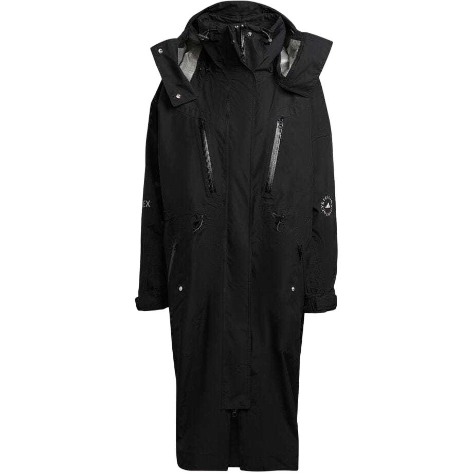 Adidas Solid Color Mid-Length Zipper Hooded Long Sleeve Jacket Women jackets Black HI1677 S