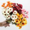 20Pcs Artificial Chrysanthemum 20 Head UV Resistant Fake Silk Flower with Green Leaves Autumn Garden Table Centerpiece Faux Bloom Decoration