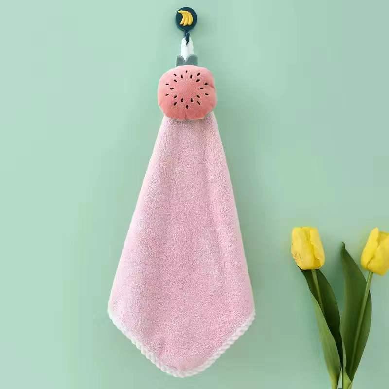 Cartoon Hangable Thickened Coral Fleece Hand Towel - Absorbent, Non-Linting Souvenir