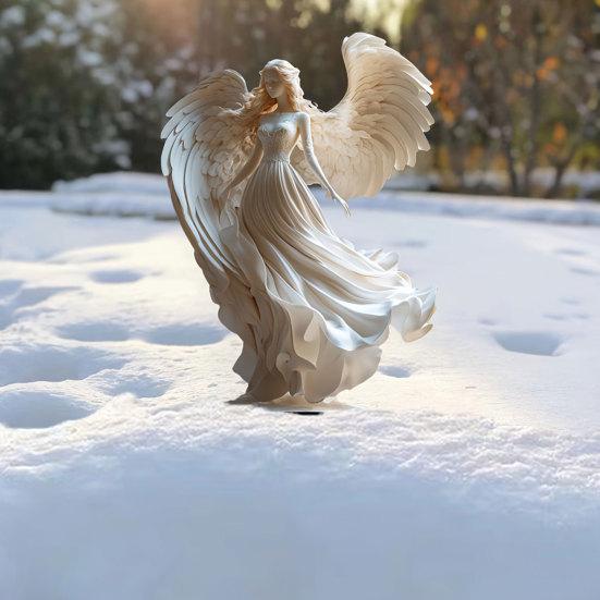 Angel Garden Stake Decor, Acrylic Angel Garden Sign with Stake, Elegant Winged Angel Sculpture for Indoor Outdoor Yard Lawn Balcony